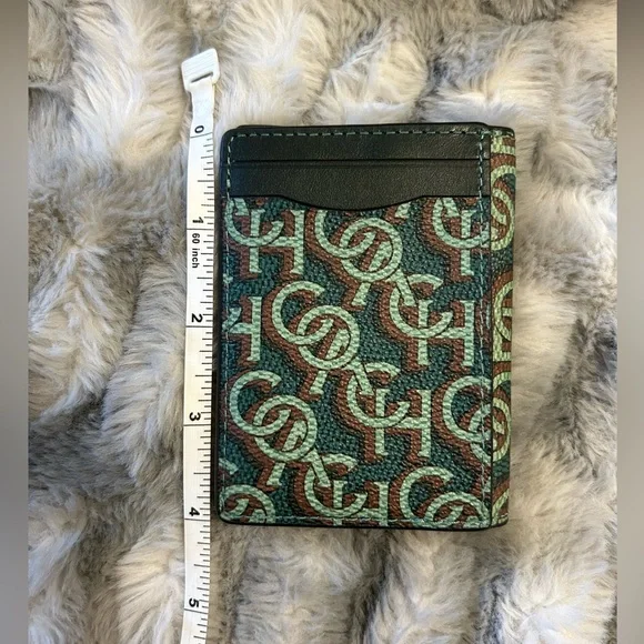 Coach Magnetic Card Case With Monogram Print - Green - Picture 1 of 4